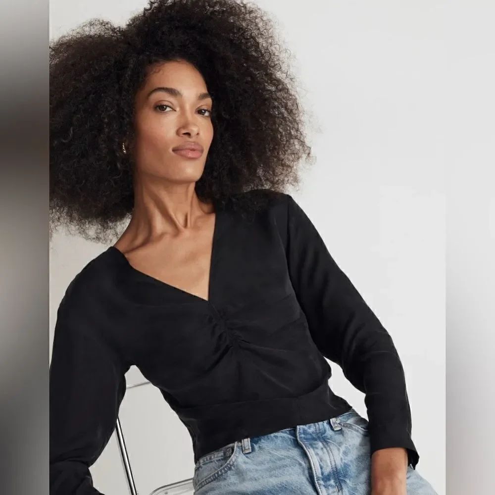 Madewell Brushed Ruched-Front Top